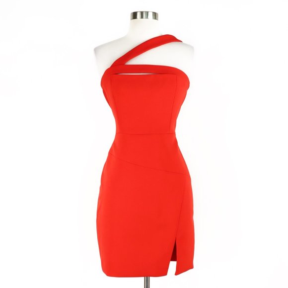 BCBGMaxAzria Dresses & Skirts - BCBGMaxazria Jewel Red Dayne Asymmetrical Strap Mini Dress $248 NWT NEW Size 10